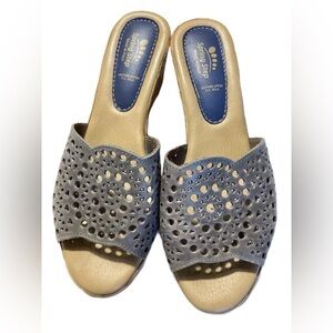 Spring Step Martha Leather Wedge Sandal Gray US 10.5/11